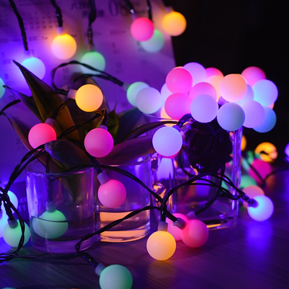 1M/3M/6M LED String Lights Star Snowflake Round Bulb Light String Christmas Fairy Festoon LED Lights Decoration Year Light: Ball-Multicolor / 1.5m 10LEDs