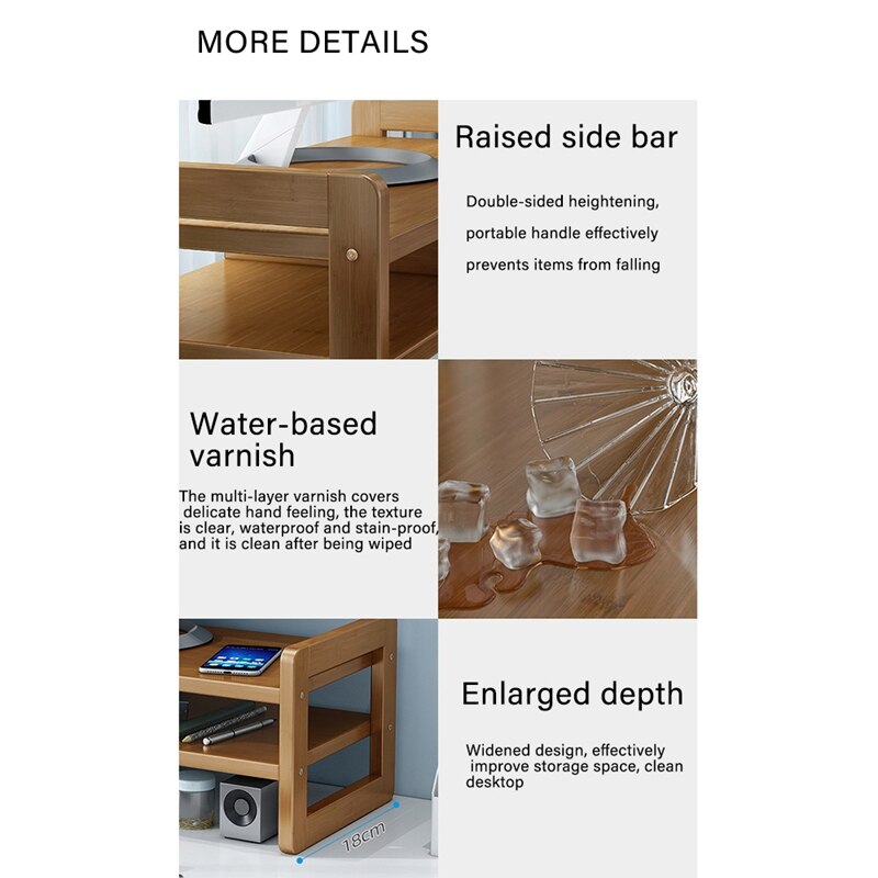 1Pcs Monitor Stand For Computer Laptop Printer Desktop Organizer Shel Desktop Bamboo Workspace Platforms Stands