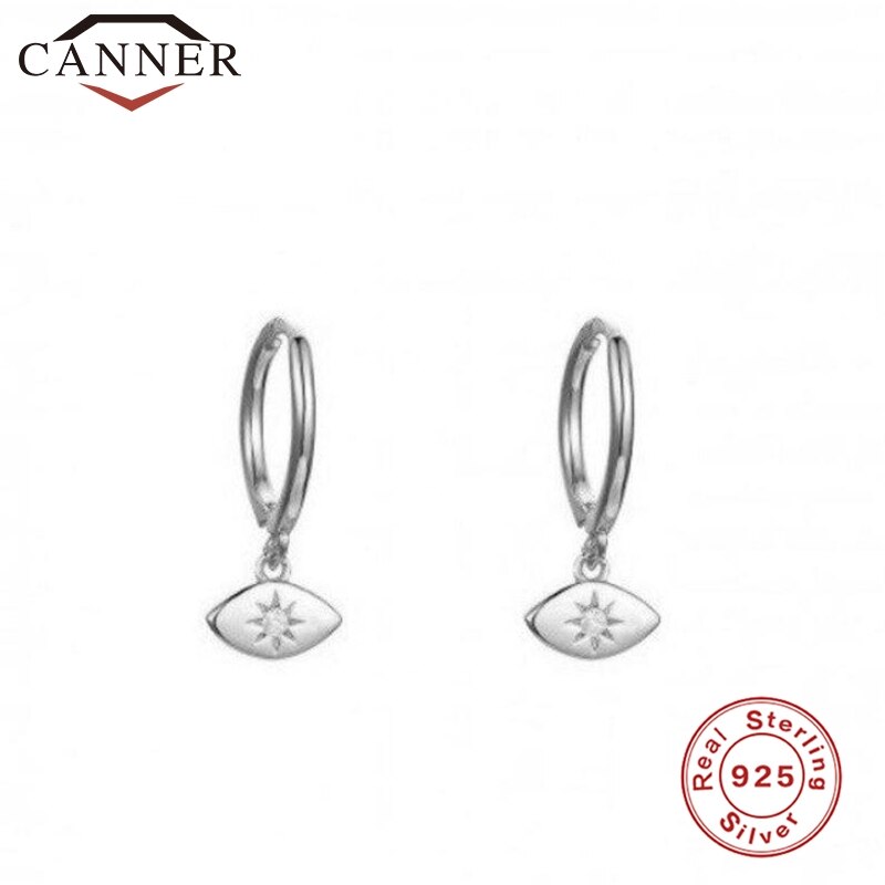 Dåse små luksus øreringe 925 sterling sølv zirkon øreringe runde sølv guld farve øje øreringe fine smykker: Sølv 2