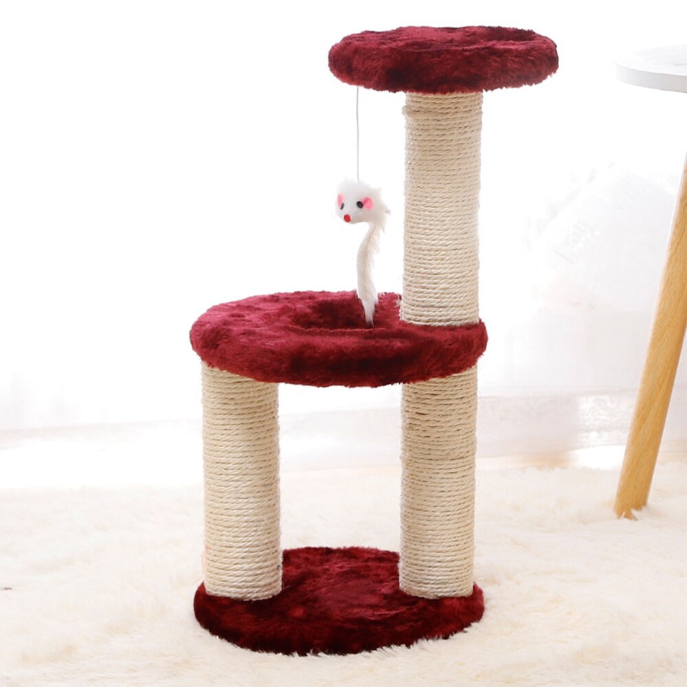 Pet Cat Tree Three layers Climbing Frame with Toy Cat Scratching Wood Posts Cat Scratch Board Jumping Training Furniture Sisal