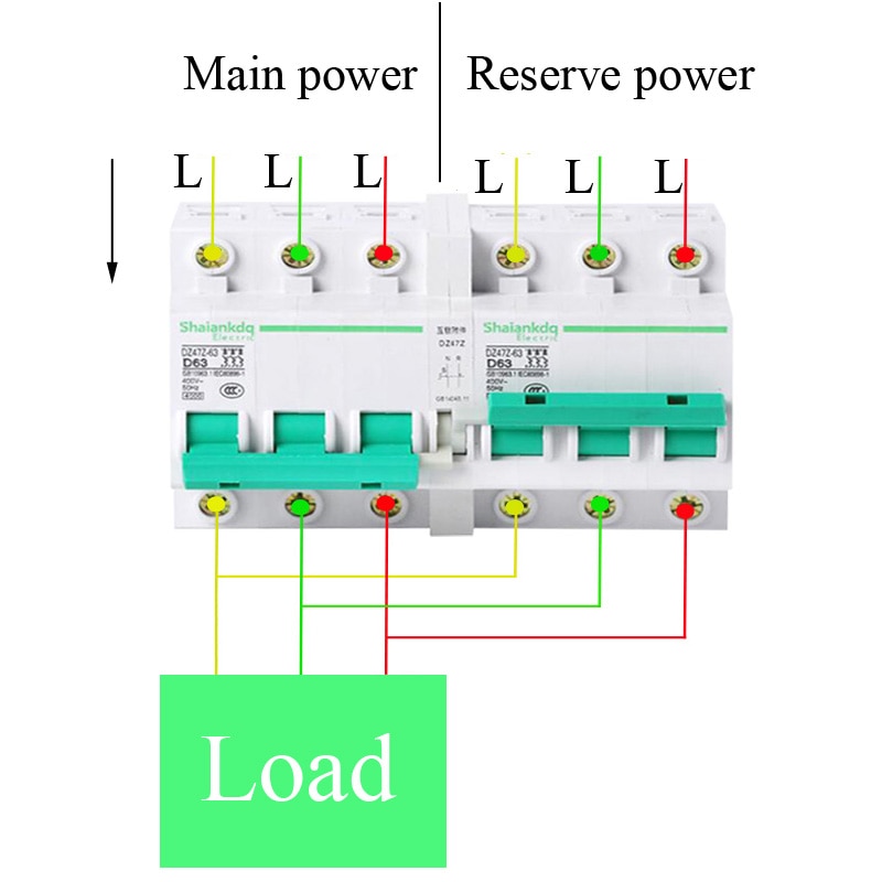 3- fase 3- ledning 380v 63a dobbelt strømoverførselsafbryder (mikro-dobbelt strøm) sammenlåst manuel (automatisk) konvertering