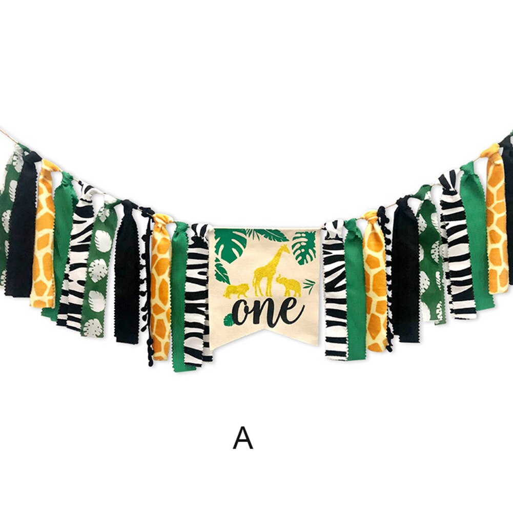 Animales de la selva temática trona decoración de Banner corona suministros para bebé 1er cumpleaños J2Y: A Banner