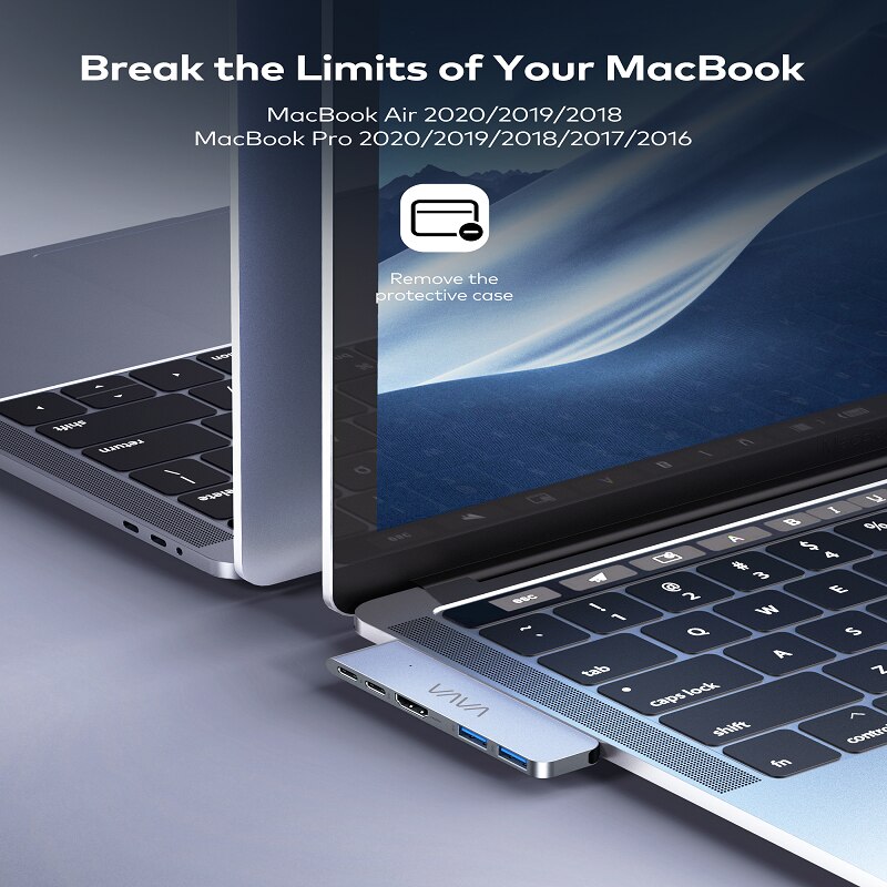 VAVA-concentrador de USB-C 5 en 1, adaptador de Monitor Dual, 5K, 60Hz, alta velocidad, USB 3,0, estación de acoplamiento, divisor, 100W, PD, carga para MacBook Pro