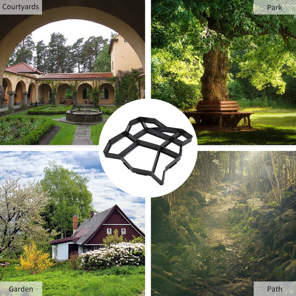 Garden Pavement Mold Paving Mould DIY Home Garden Floor Road PP Resin Concrete Stepping Driveway Stone Path Mold Patio Maker