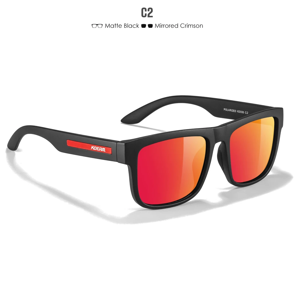 KDEAM Polarized Sunglasses For Men White Frame UV400 Protection Lens Black Driving Sun Glasses Fishing Eyewear: WHITE / Red