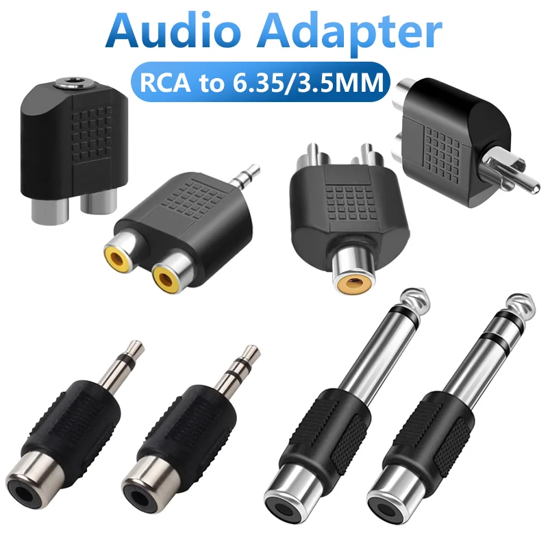 RCA Female Socket Turn 3.5MM Stereo Plug Audio Adapter 6.3MM Stereo Plug To RCA Socket 2 in 1 Stereo Connector ﻿