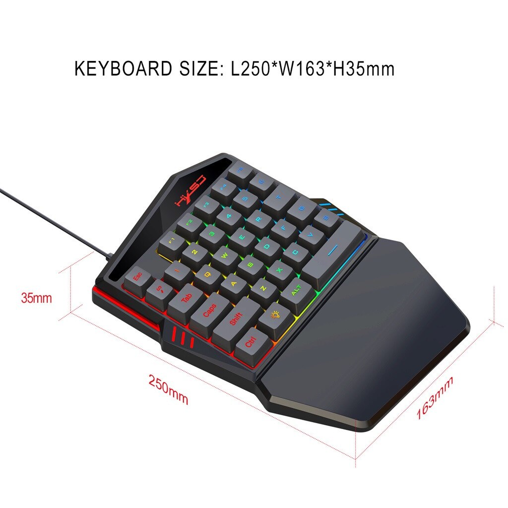 Gaming Keyboard Wired Mouse Gamer 35 Keys Mini USB Wired Keyboards 6400DPI Computer Mouse LED Backlight Gaming Mouse