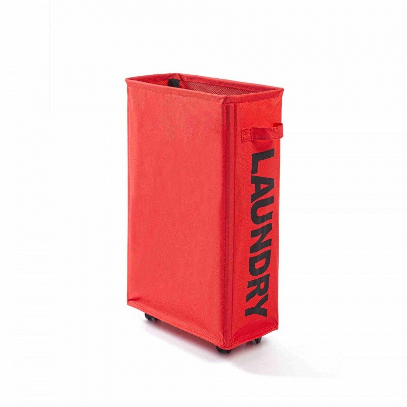 Foldable Dirty Laundry Basket with Caster Wheels Portable Clothes Storage Basket High Capacity Laundry Bags: red