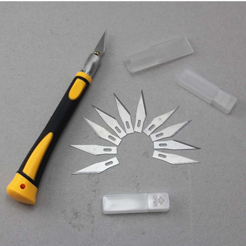 Carving Handle With 10 Pcs SK5 Blades Wood Carving DIY Tools Fruit Food Craft Utility Knife Cutting Supplies