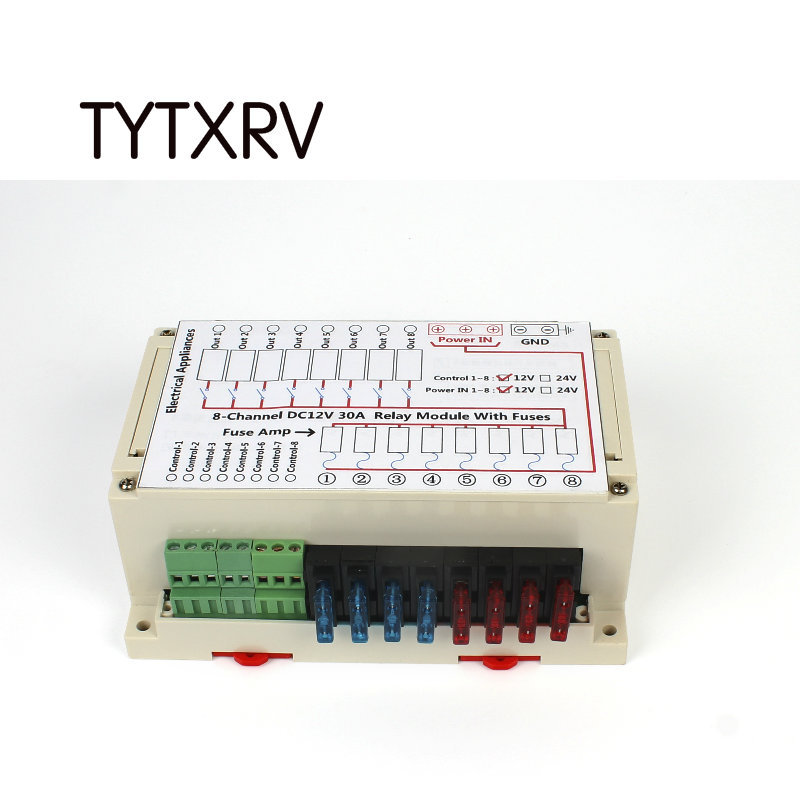 TYTXRV 8-Channel DC 12V 30A Relay Module with Fuses Patent Caravan Accessories Camper Automotorhome RV Part