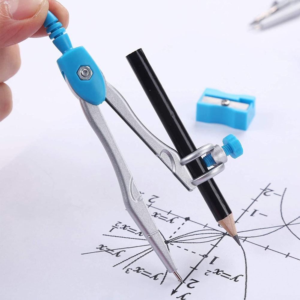 1 Set Plastic Metal Ruler Geometry Protractor Maths School Mathematical Stationery Drawing Compasses Students For Office Ru H9L9
