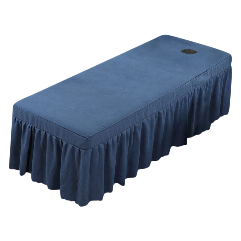 Schoonheid Gezicht Bed Cover Massage Tafel Rok Katoen Volant Vel Voor Vierkante Kop Cosmetische Bedden Met Gat 75X31inch Beauty Massage: Blue 70x190cm