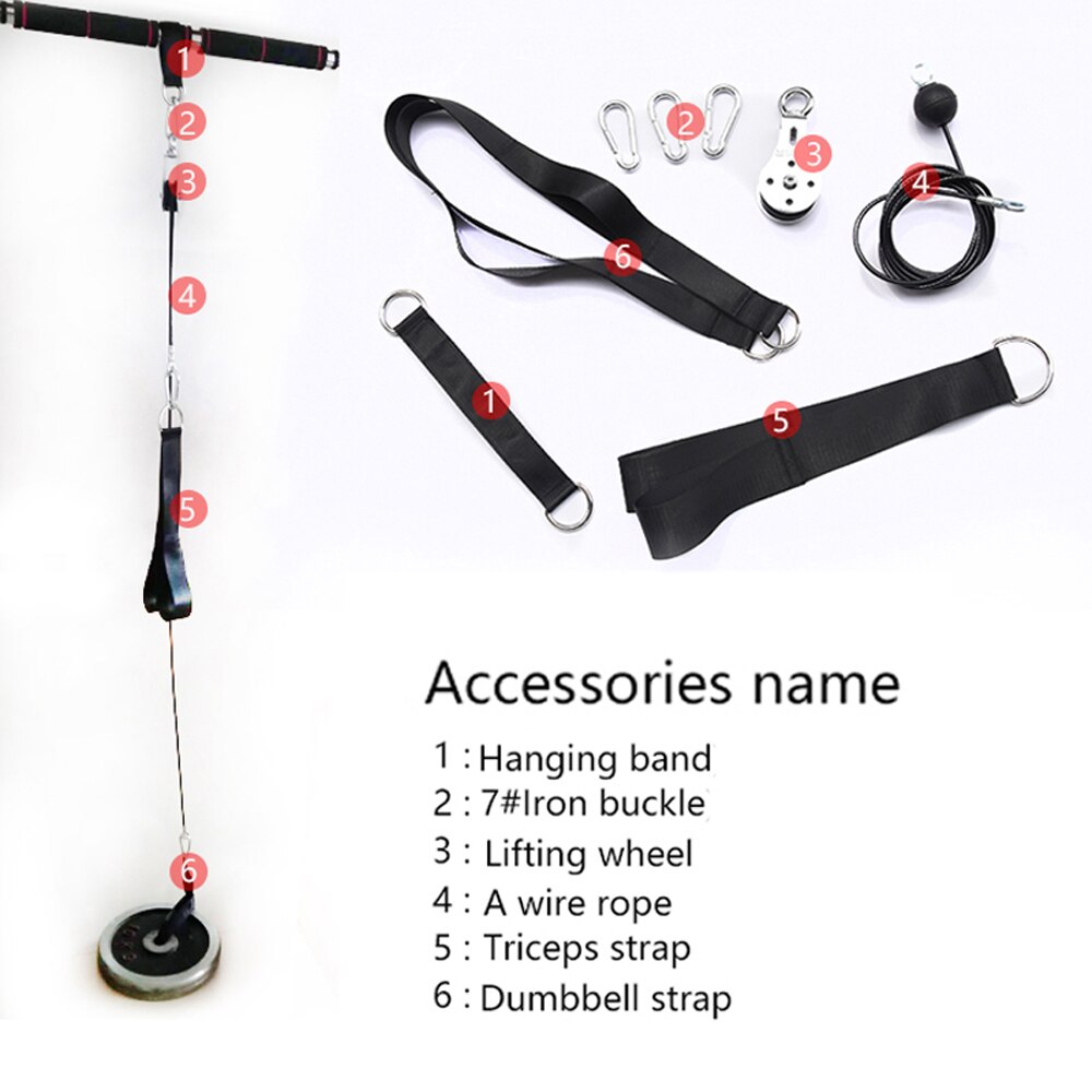 Kuntoilu diy talja kaapeli kone käsi hauis triceps blaster käsi voimaharjoittelu kuntosali harjoitusvarusteet karabiini teräs hihnapyörä