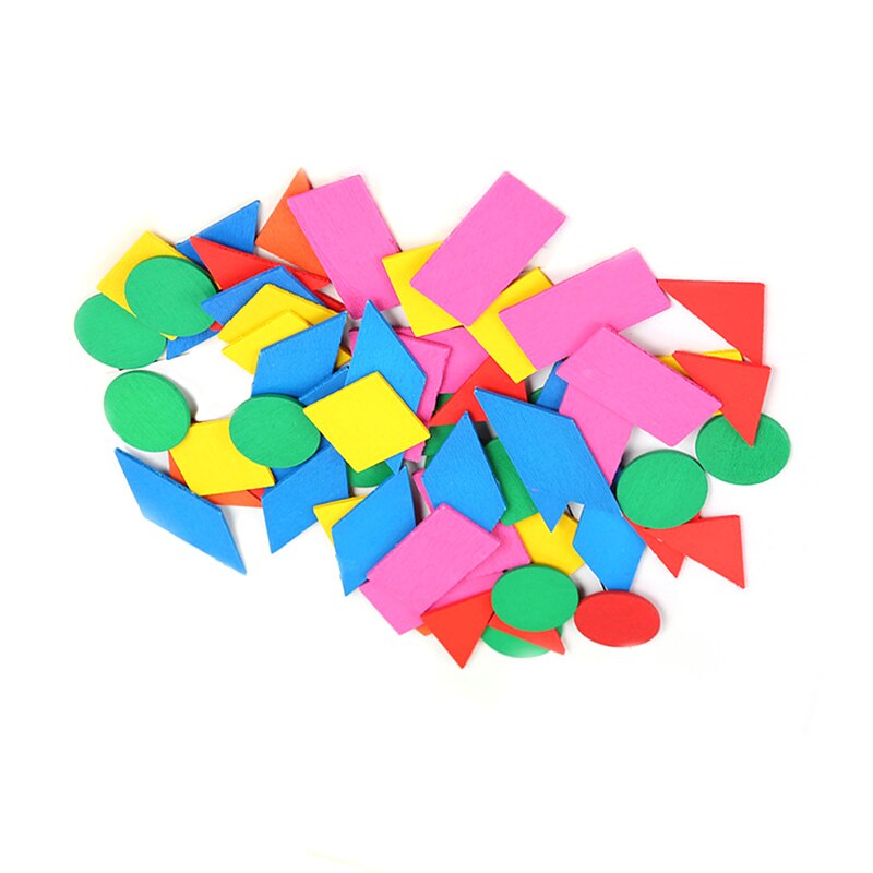 50 Stuks Houten Kartonnen Puzzel Speelgoed Blokken Kleurrijke Ronde Geometrische Chips Wiskunde Onderwijs 3D Geometrie Blokken Vroege Onderwijs Speelgoed: Default Title