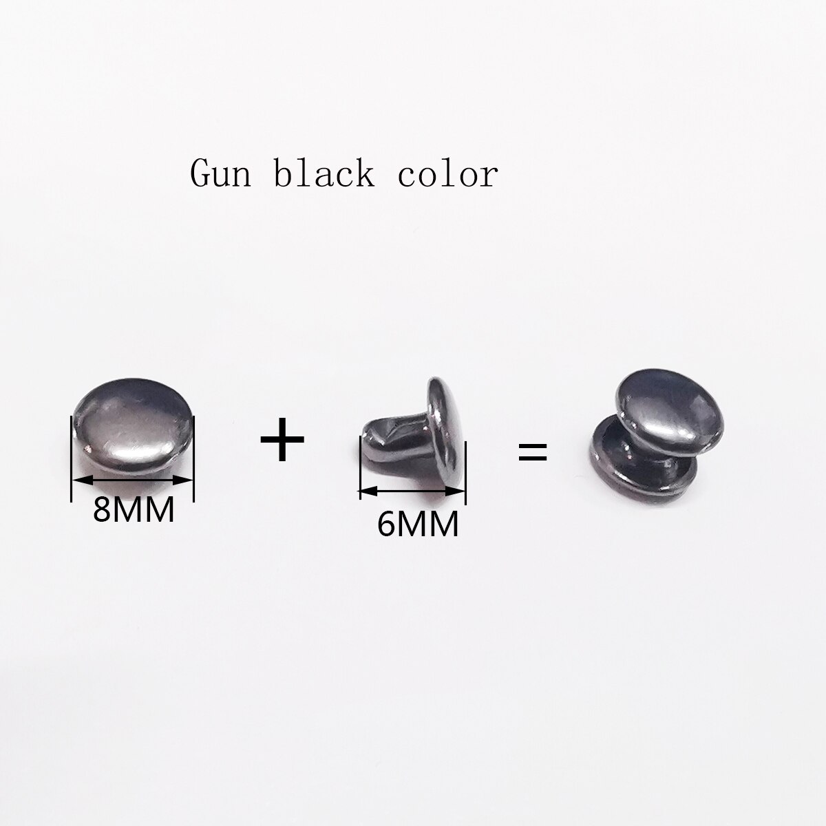 Leather Rivets Kit 100 Sets Double Cap Brass Rivets Studs: black 6x8mm