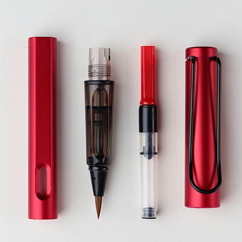 8 Colors Set Metal Calligraphy Pen Soft Hair Absorbent Writing Brush Watercolor Painting Tool School Office Supply Stationery