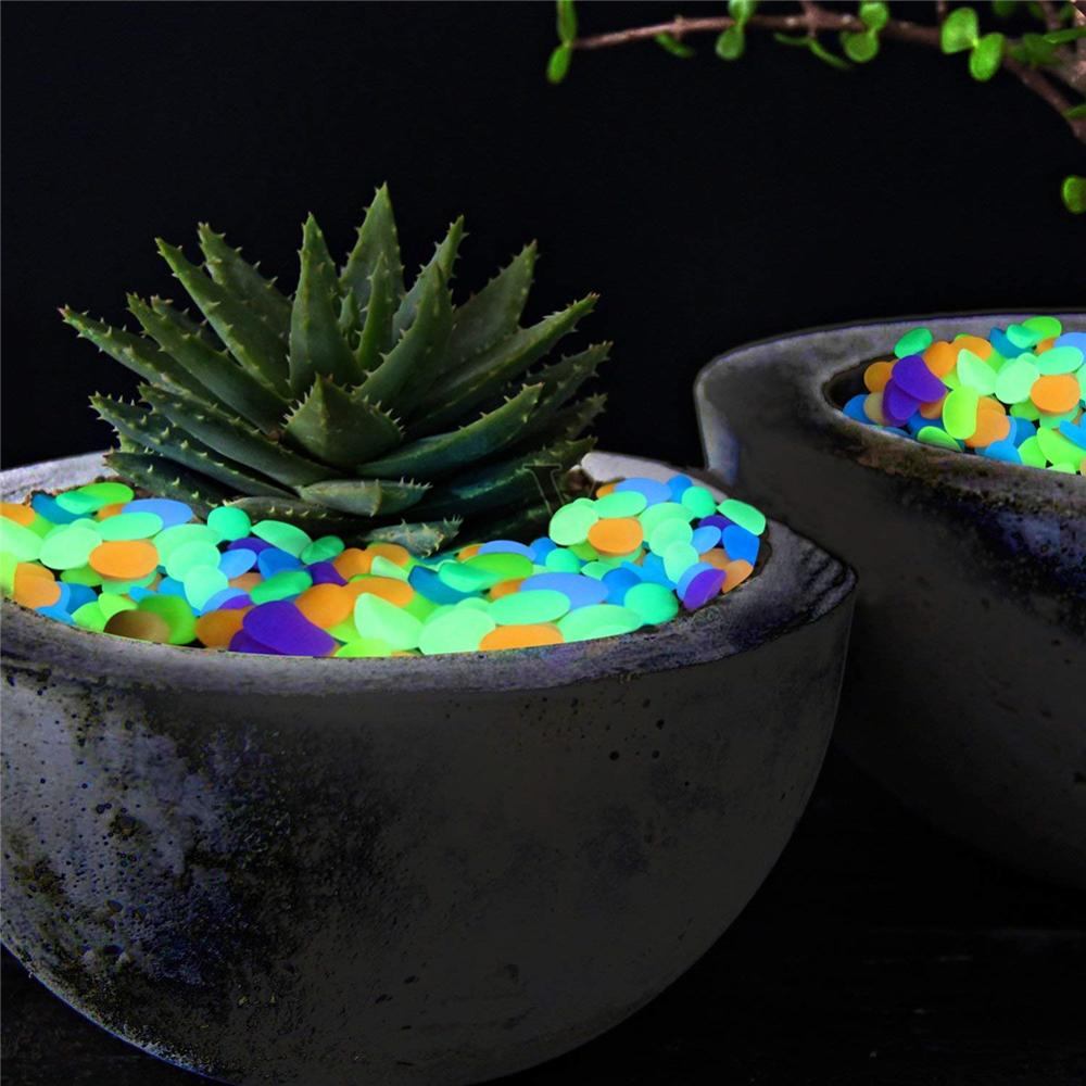 100Pcs Garden Luminous Glowing Stone Glow In The Dark Pebble Garden Path Fish Tank Pool Bar Decoration Luminous Luminous Stones