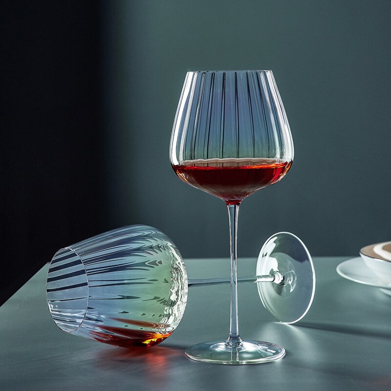 Copas de vino de cristal de color Burdeos para el hogar, vasos de champán hechos a mano, luz de lujo, de boda