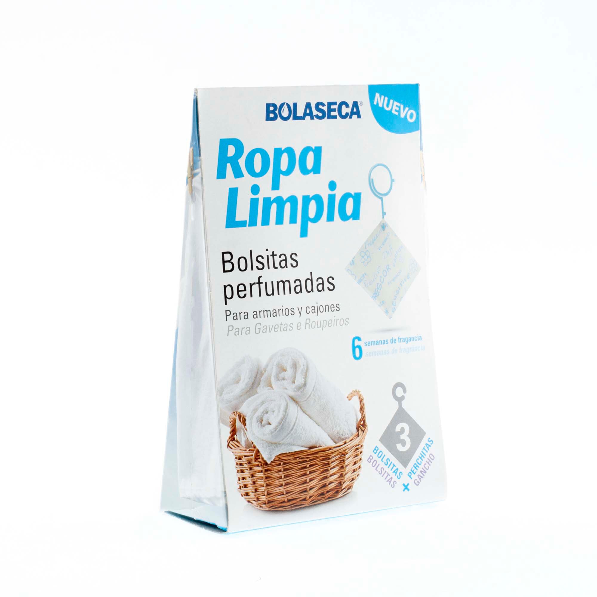 Bolsitas Perfumadas Bolaseca Estuche 3 Unidades Ropa Limpia - Saquitos perfumados con Aroma intenso y larga duración