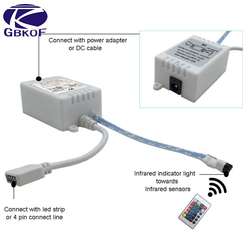 Good 24 key IR RGB remote controller and IR receiver for 3528 5050 RGB led strip