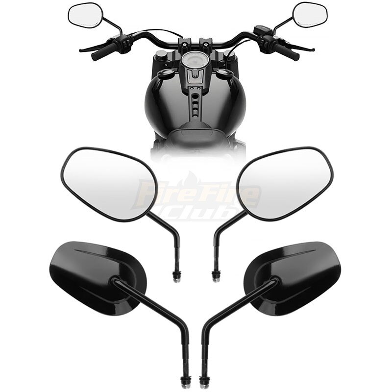 Black Motorcycle 8Mm Achteruitkijkspiegels Voor Harley Voor Honda Shadow Voor Yamaha Dragstar Voor Kawasaki Vulcan