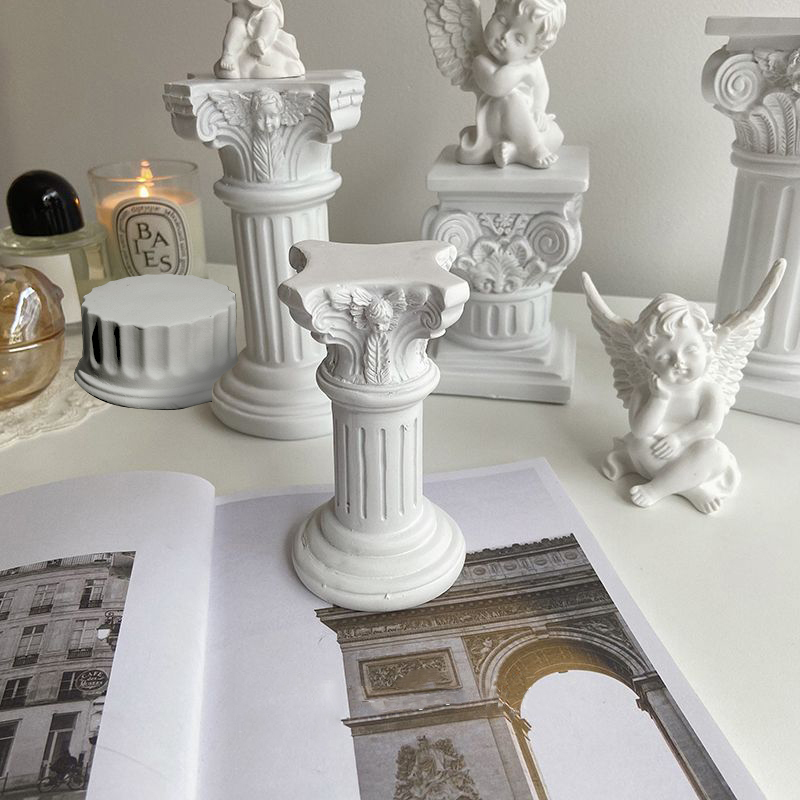 Pilar romano Doric, decoración nórdica de yeso, Mini candelabro de Pilar de yeso para el hogar, pintura de fotografía con sentido de atmósfera