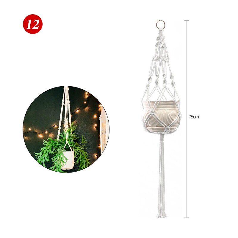 Pot de Fleurs Suspension pour Plantes en Macramé pour Jardin et Cour, Panier Suspendu Fait à la Main pour Décoration Murale: 12