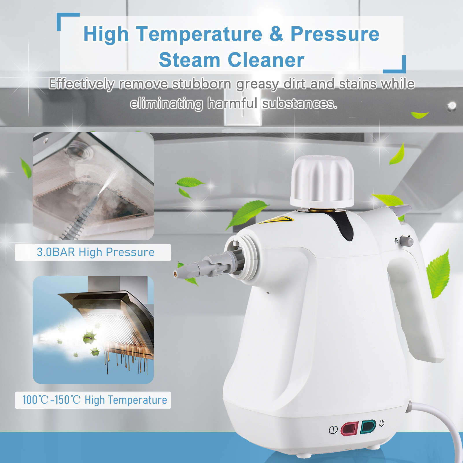 Handheld Steam Cleaner 12in1 Multi-Purpos High Temperature Pressurized Steam Cleaning Machine for Furniture Upholstery Tile Home