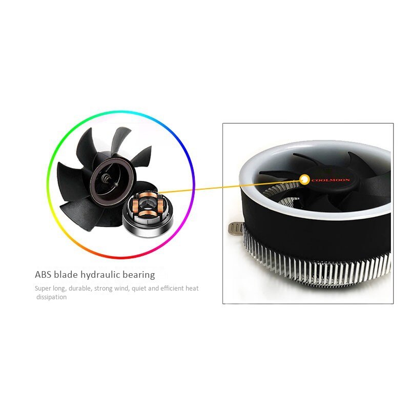 COOLMOON CAIYUEQ2 RGB CPU Cooler Heatsink LED 12V for AMD PC Processor Desktop Cooling Radiator