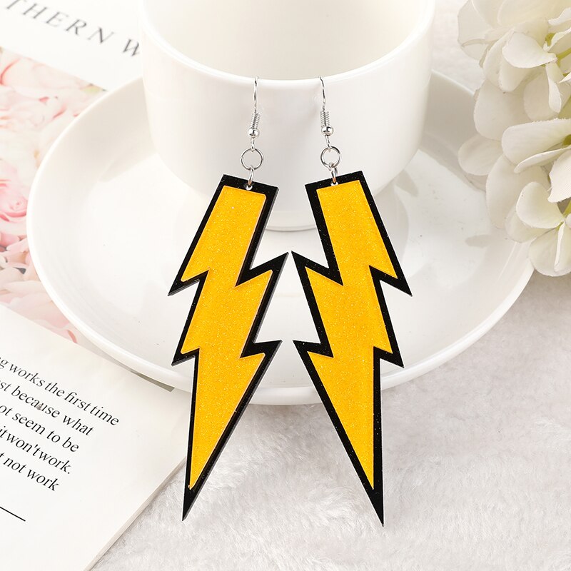 1 paar Blitz Reize Kreative Acryl Bunte Frau Baumeln Ohrringe Tropfen Ohrringe Für Mädchen Geburtstag: Gelb