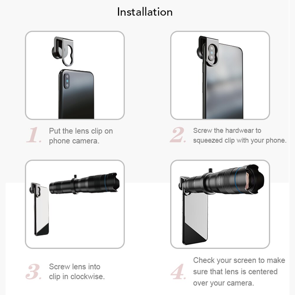 Apexel Hd 28X Metalen Single-Buis Telescoop Telefoon Telelens Mf Voor Meest Smartphones Voor Reizen Sport Evenementen Fotografie