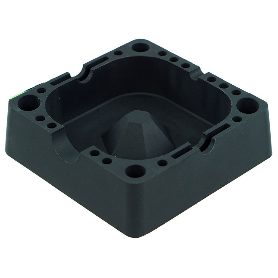 Cenicero de silicona Extra grueso, sin humo, redondo, Cenicero, remolino de humo (silicona de grado alimenticio), soportes de vidrio seguros: black