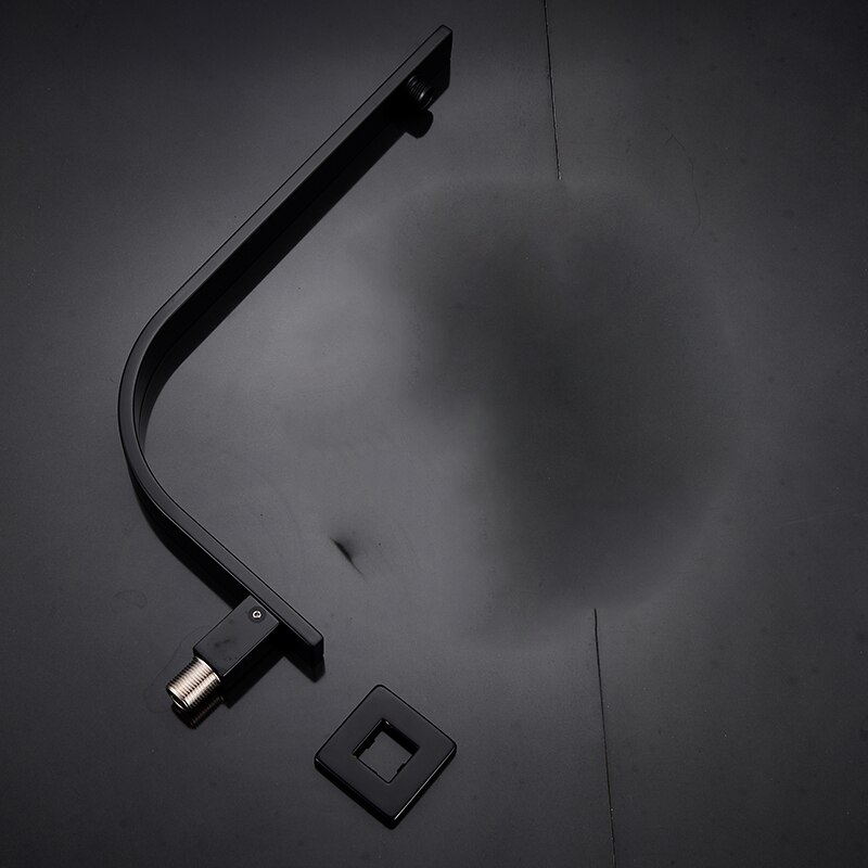 Vidric matte black square stainless steel gooseneck shower arm square rainfall shower wall mounted shower pipe for shower head