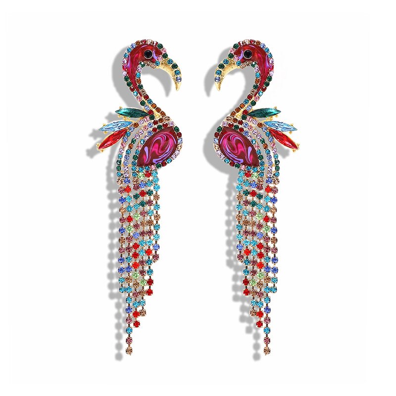 Dvacaman Schichten Kristall Vogel Ohrringe Papagei Strass Boho groß Baumeln ErkläSprosse Ohrringe für Frauen Hochzeit max Schmuck