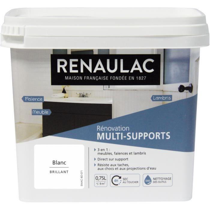 RENAULAC Pintura Renovación Multisupport 3 en 1 Blanco - Brillante - 0,75L - 9m² / depósito