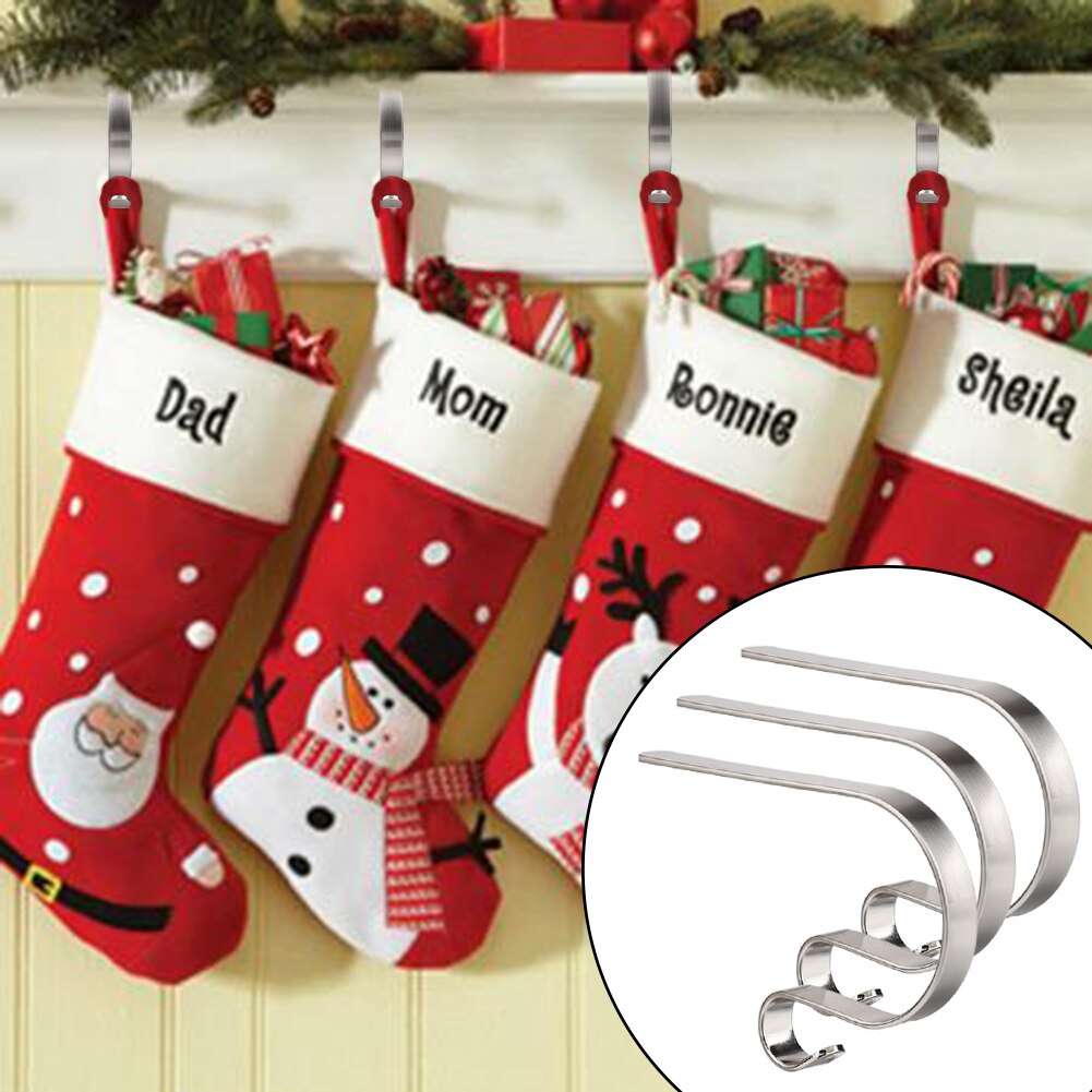 3 stk julestrømpeholder hængende kroge pejs kappe selvklæbende bøjle til juledekorationer til hjemmeværktøj