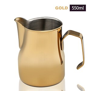 550ml 750ml Milk Frothing Jug Espresso Coffee Pitcher Barista Craft Coffee Latte Stainless Steel Espresso Milk Jug: Gold  550ml