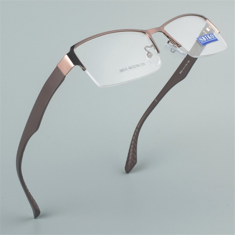 Zerosun oversized brillestel herre 158mm store brede brilleglas mand semi kantløse briller til graduate nærsynethed linse: Brun
