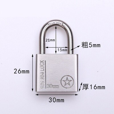 Stainless Steel 304 Same key Open all Padlock Cabinet Outdoor Lock Head Furniture Lock Waterproof Rust-Proof Door Lock: TK30mm-short
