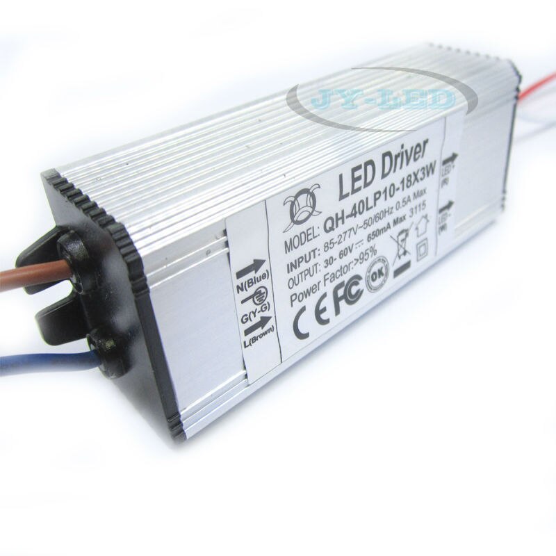 2pcs 40W LED Driver 650mA DC30-60V 10-18x3W Waterproof IP67 Constant Current Aluminum High Power LED Power Supply