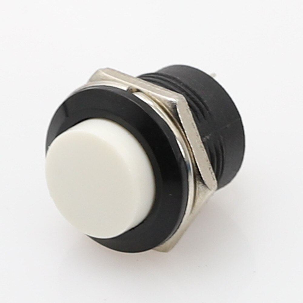 10 stk 16mm kortvarig trykknapafbryder slukket (tændt) selv-reset trykknapafbrydere 6a/125 vac 3a/250 vac rundkontakt  r13-507: Hvid