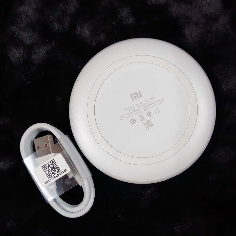 XiaoMi-cargador inalámbrico Original, almohadilla de carga rápida Qi 9V 2A para Mi 10 9 Mix 3 2s para Iphone X Xr, 18W: Wireless cable