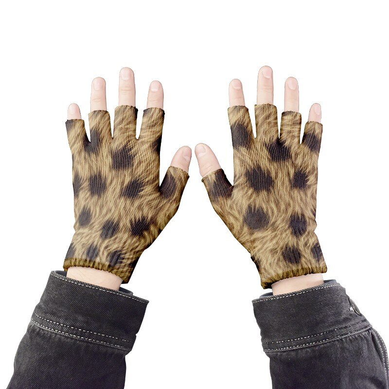 Guanti leopardati da uomo e da donna guanti senza dita Touch Screen mezze dita con guanto elasticizzato guanti da lavoro Unisex