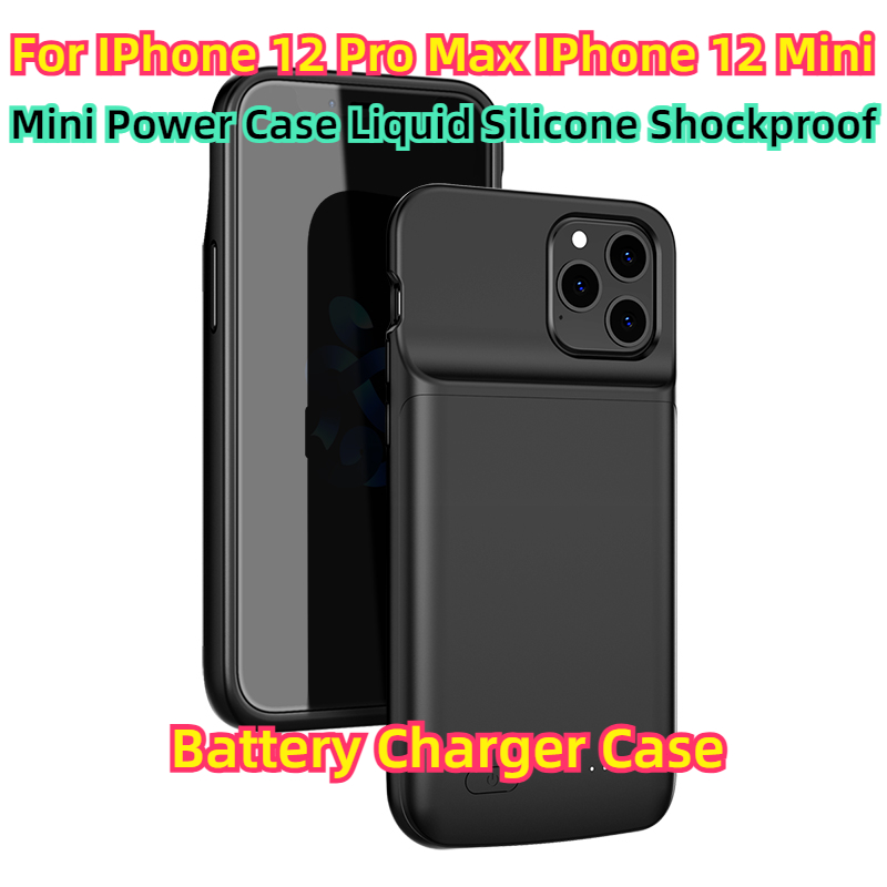 Voor iphone 12 pro max en iphone 12 mini: powerbankhoes van vloeibaar siliconen, schokbestendig, externe powerbankhoes, batterijopladerhoes.