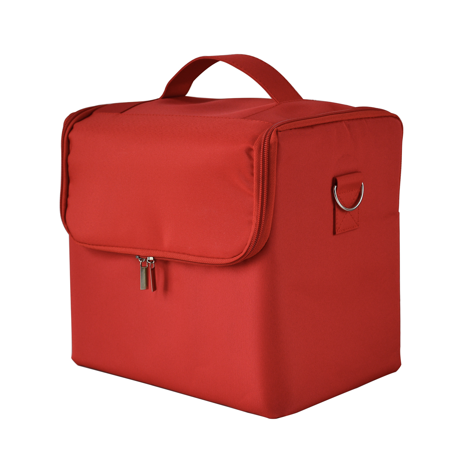 Make up taske håndholdt stor kapacitet flerlags manicure frisør broderi værktøjssæt kosmetik opbevaringskasse toiletartikler taske: Rød