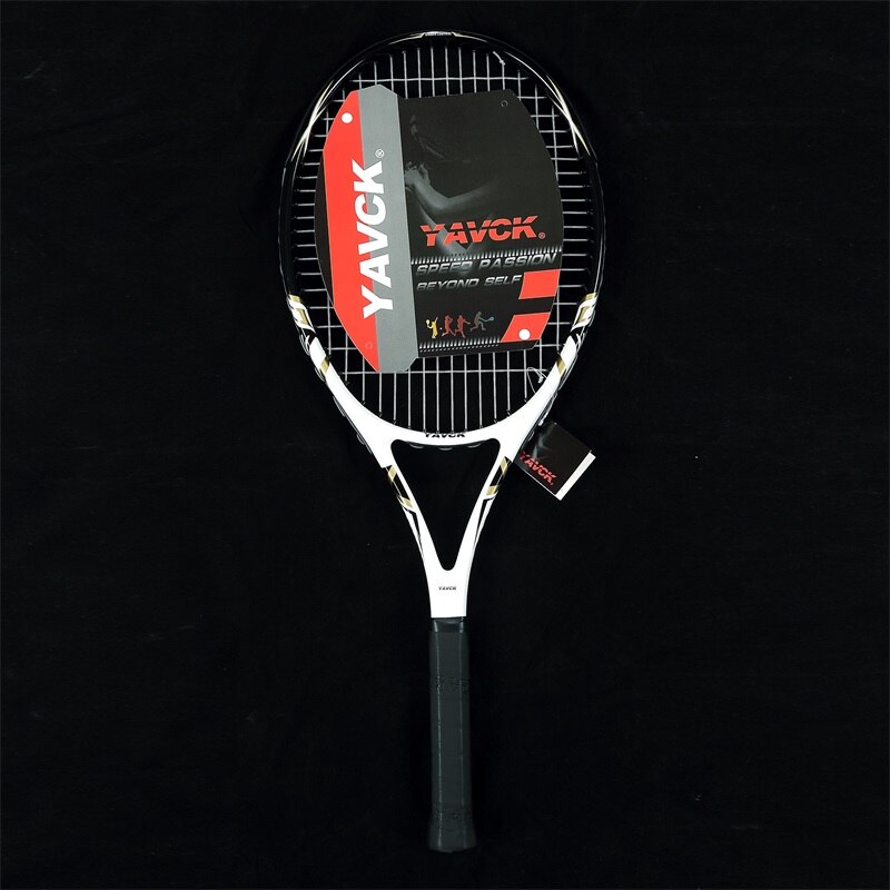 Tennis racket Carbon Aluminum Alloy Racquet with cover bag and 1pc overgirp Grip Size: 4 1/4: black