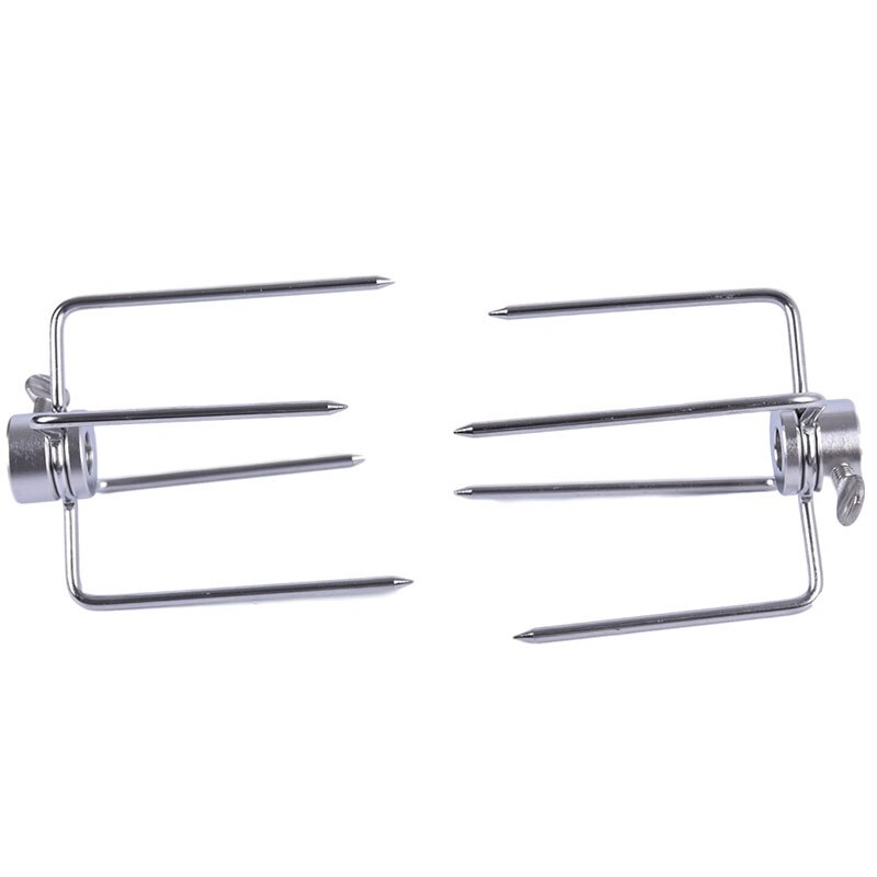 2 stk / sæt rotisserie bbq gafler rustfrit stål kylling grill rotisserie kødgaffel bbq værktøj spyt bbq gafler trækul