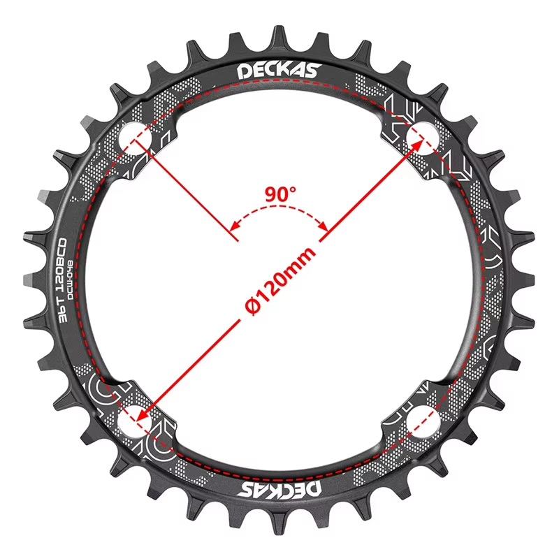Fietskettingblad 120 bcd rond kettingblad diameter deckas 120mm 36t 38t 40t 42t 44t 1 stuk geschikt voor sram crankstel sram  x5/x7/x9: 38t
