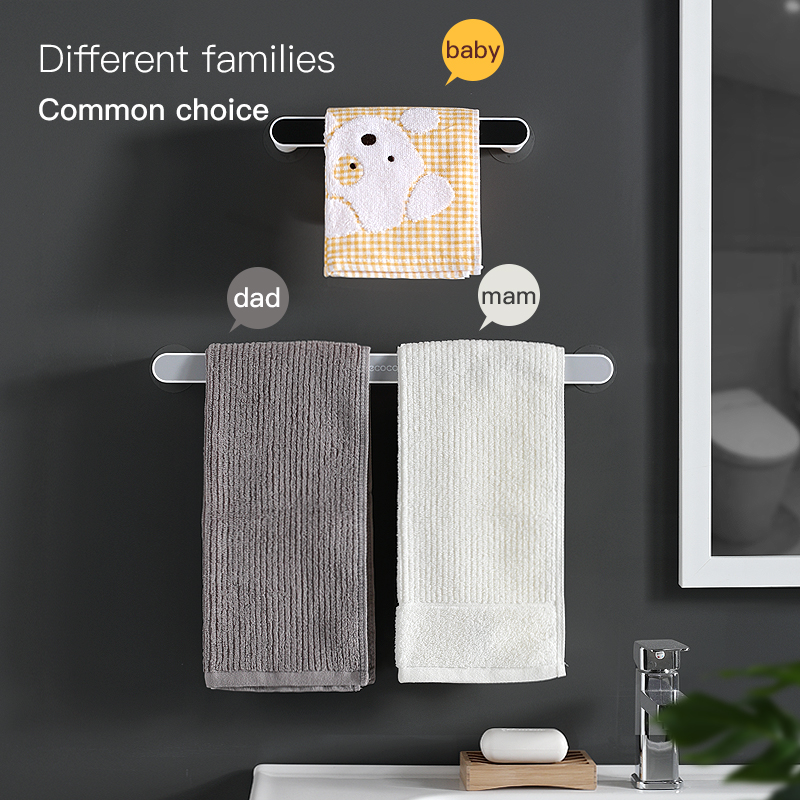 Selvklæbende håndklædeholder stativ vægmonteret håndklædeophæng badeværelsesarrangør håndklædestang hylde badeværelseskrog køkkenservietter hængende