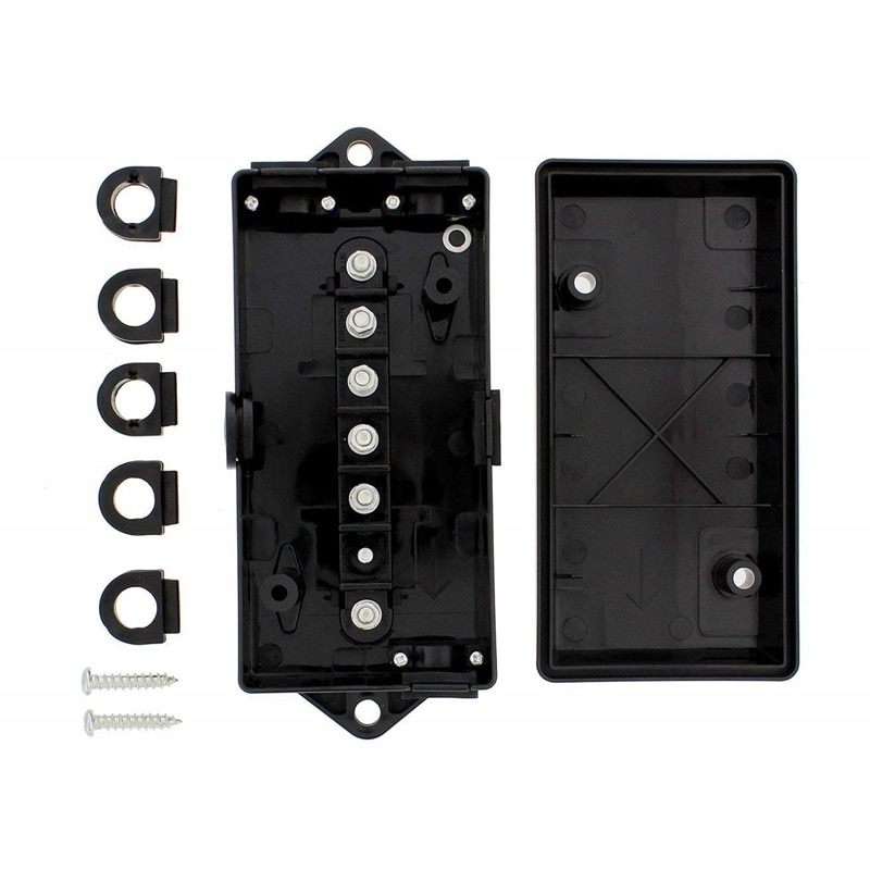 1Pcs Black 7-Way Trailer Wire Junction Box Camper Truck Weather Proof RV Light Cord Plug